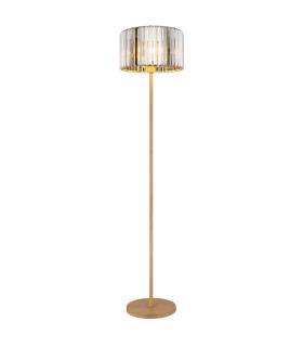 Run Floor Lamp with Shade Wood Look K5 Crystals Smoke Colored 1x E27-1