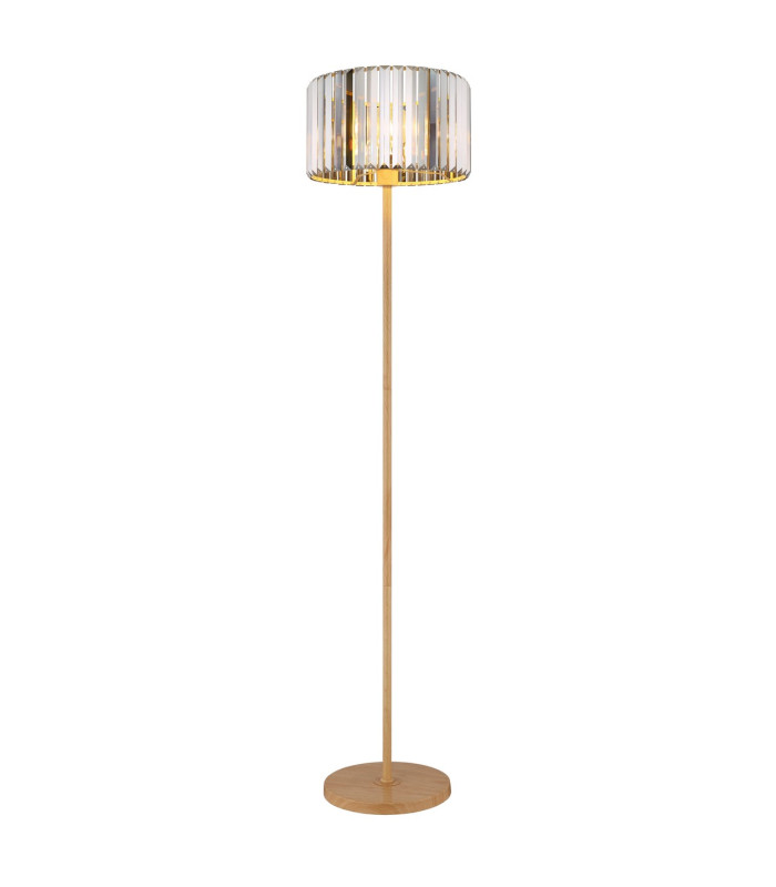 Run Floor Lamp with Shade Wood Look K5 Crystals Smoke Colored 1x E27-1