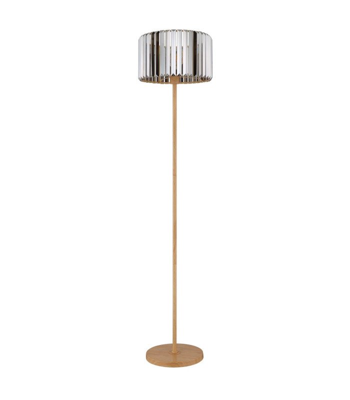 Run Floor Lamp with Shade Wood Look K5 Crystals Smoke Colored 1x E27-2