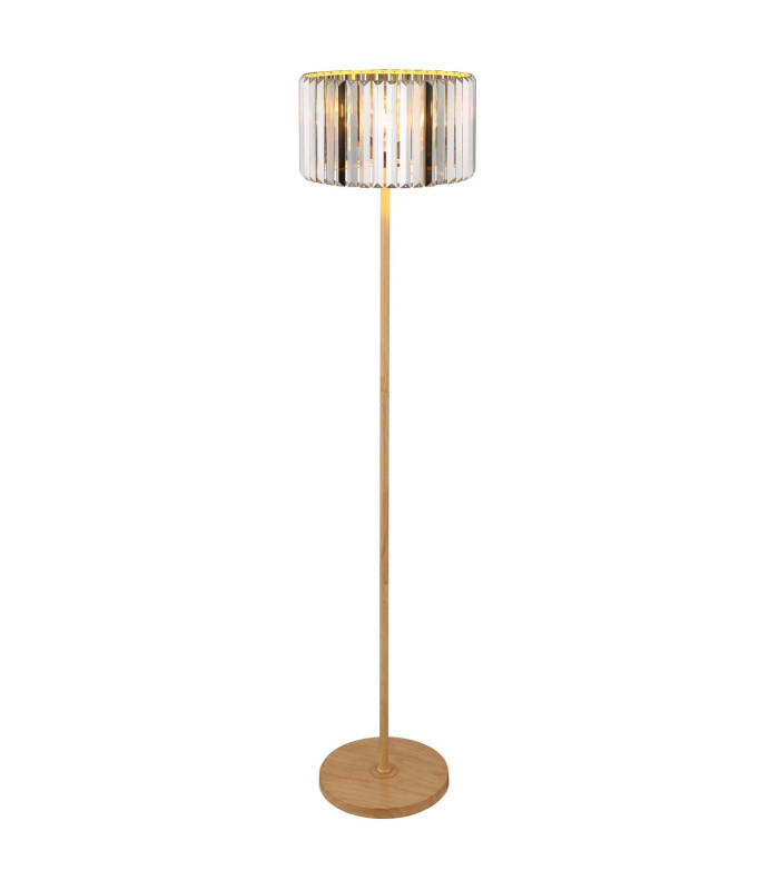 Run Floor Lamp with Shade Wood Look K5 Crystals Smoke Colored 1x E27-3