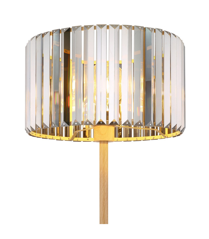Run Floor Lamp with Shade Wood Look K5 Crystals Smoke Colored 1x E27-4