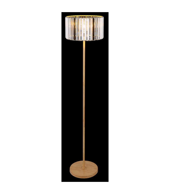 Run Floor Lamp with Shade Wood Look K5 Crystals Smoke Colored 1x E27-6