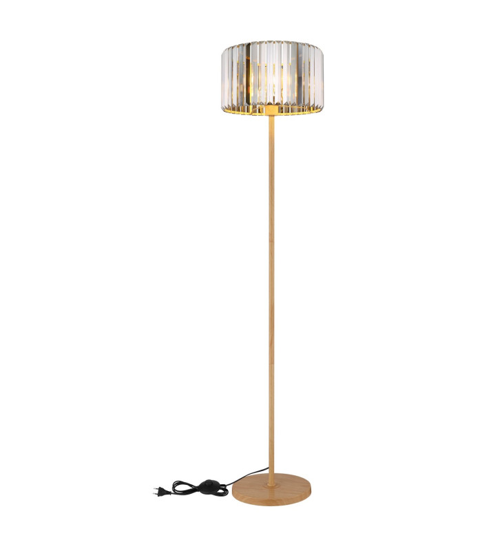 Run Floor Lamp with Shade Wood Look K5 Crystals Smoke Colored 1x E27-7