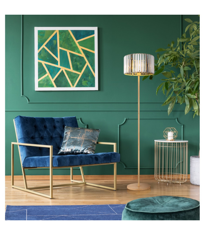 Run Floor Lamp with Shade Wood Look K5 Crystals Smoke Colored 1x E27-11