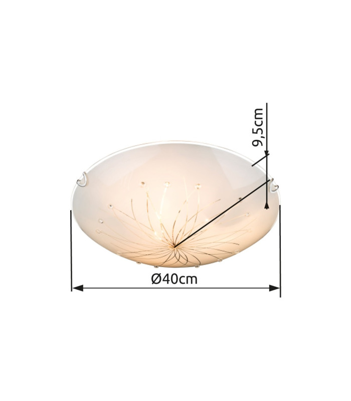 Calimero I Patterned Glass Flush Ceiling Light White Satined Glass Shade 3x E27-4