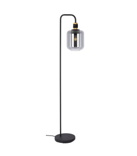 Ando Glass Floor Lamp Black Smoke Glass Shade 1x E27-1