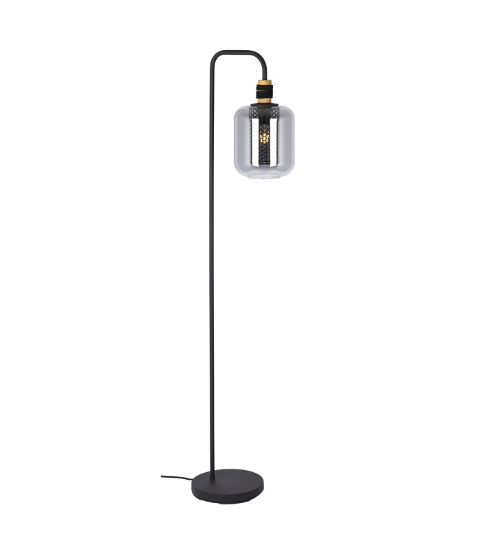 Ando Glass Floor Lamp Black Smoke Glass Shade 1x E27-1