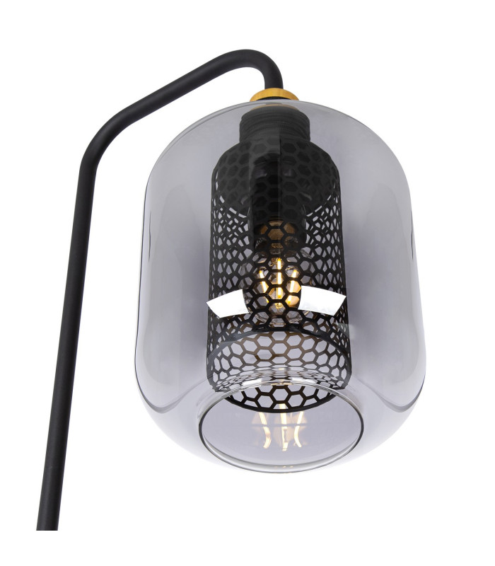 Ando Glass Floor Lamp Black Smoke Glass Shade 1x E27-3