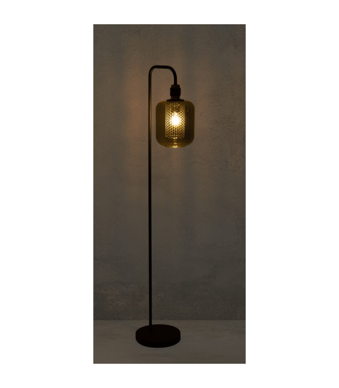 Ando Glass Floor Lamp Black Smoke Glass Shade 1x E27-5