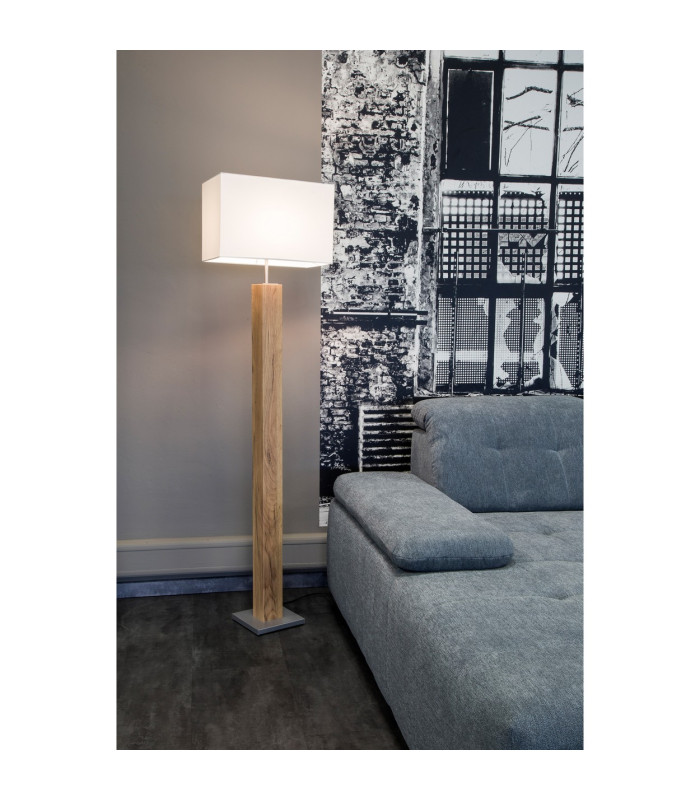Gump Floor Lamp with Shade Wood Look Light 1x E27-3