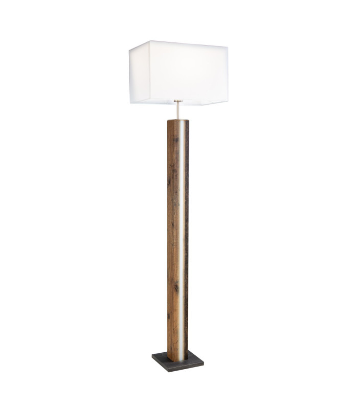Forest Floor Lamp with Shade Wood Look Dark 1x E27 Dimmable-1