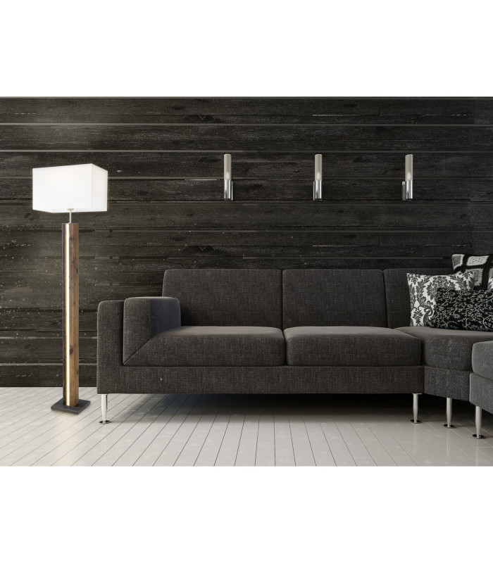 Forest Floor Lamp with Shade Wood Look Dark 1x E27 Dimmable-6
