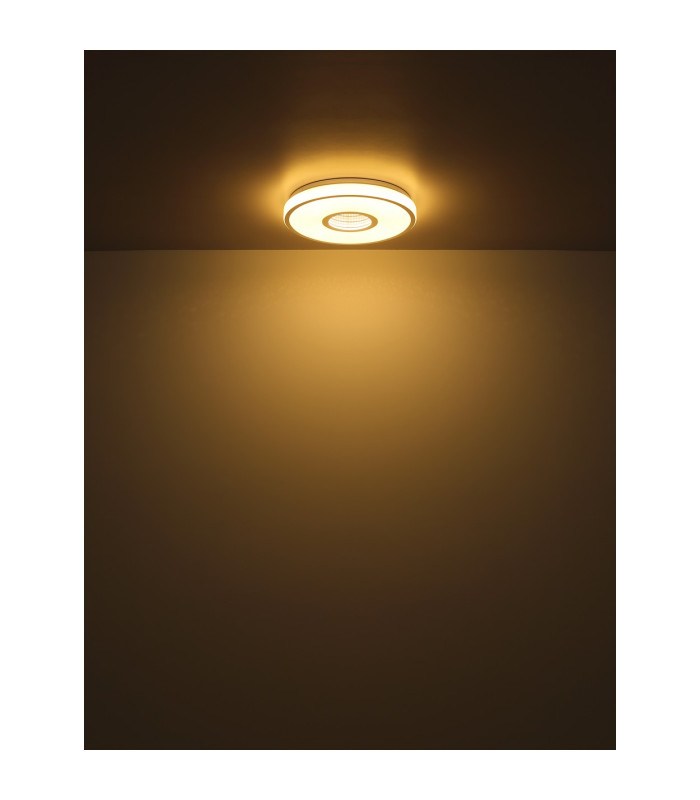 Astania Decorative Flush Ceiling Light White Center Tunnel Effect Crystal Sand LED 3000K-6