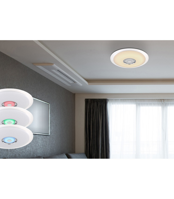 Tune Decorative Flush Ceiling Light White LED Dimmable 3000-6000K Remote Control-16