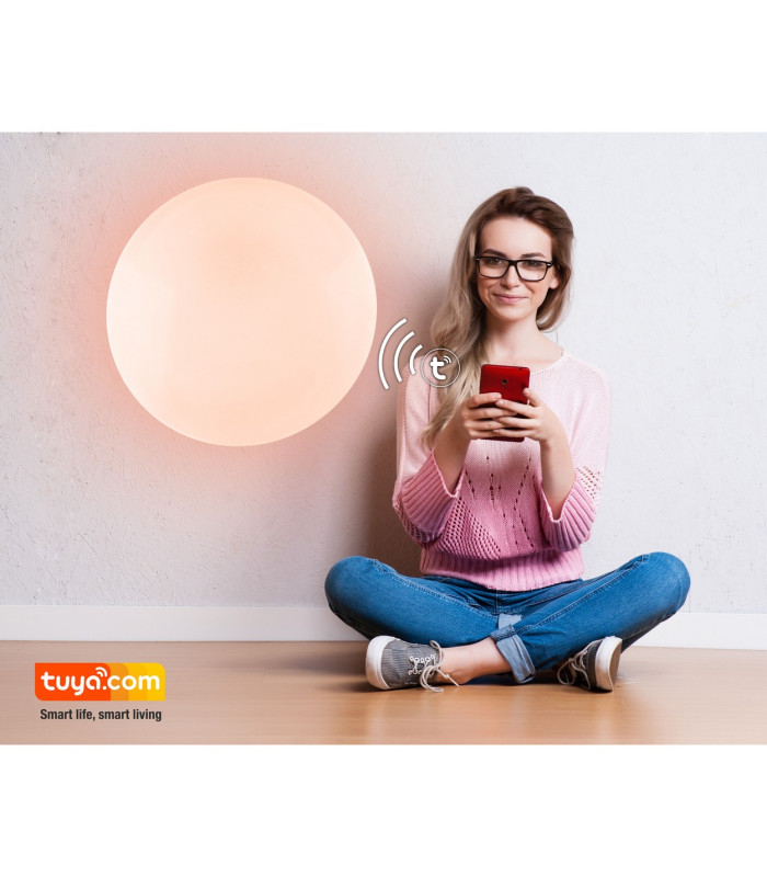 Sajama I Decorative Flush Ceiling Light White LED Dimmable 3000-6500K Remote Control Timer Tuya Smart-8