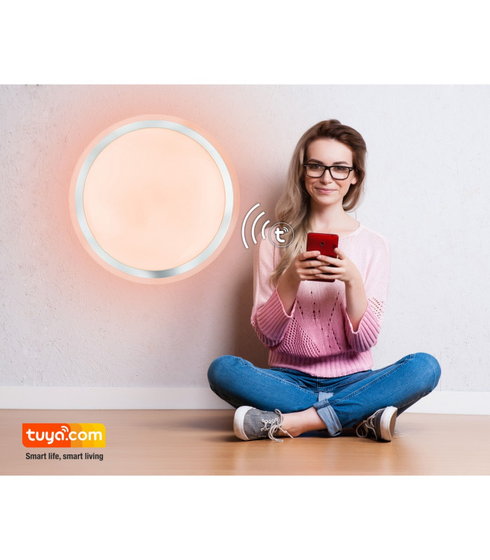Carry Decorative Flush Ceiling Light White LED Dimmable 3000-6500K Remote Control Tuya Smart-12