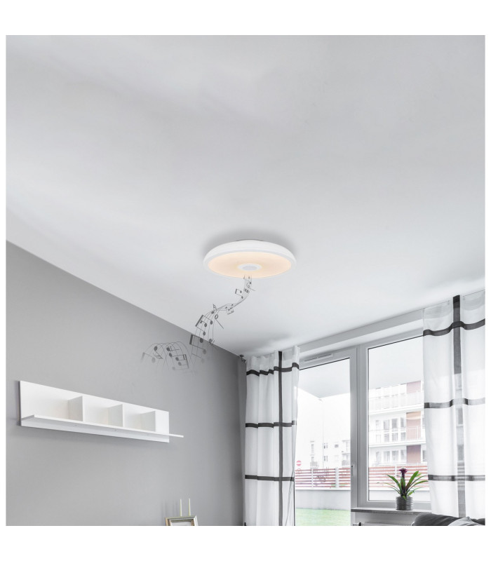 Raffy Decorative Flush Ceiling Light White IP44 1x RGB LED Dimmable 3000-6500K Remote Control-12