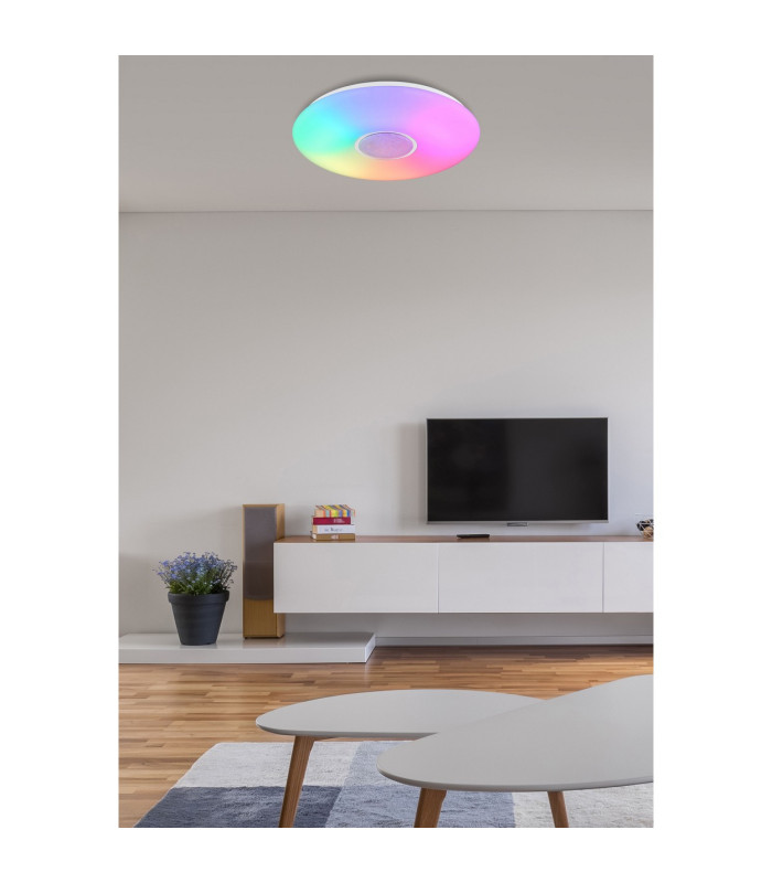 Sully Decorative Flush Ceiling Light White 1x RGB LED Dimmable 3000-6500K Timer-13