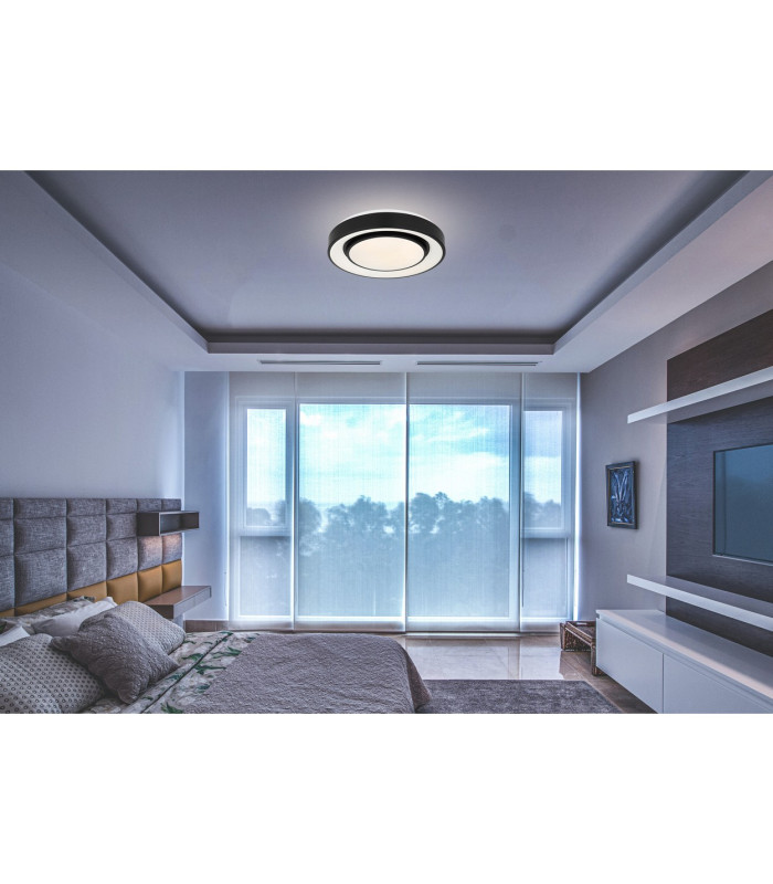 Sully Decorative Flush Ceiling Light Black LED Dimmable 3000-6500K Remote Control-13