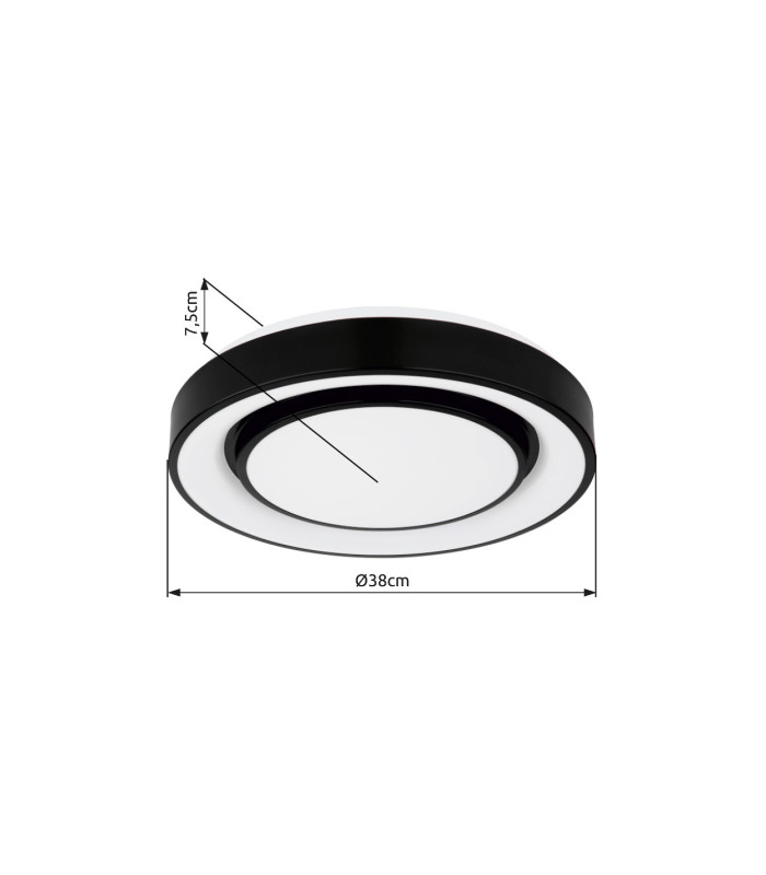 Sully Decorative Flush Ceiling Light Black LED Dimmable 3000-6500K Remote Control-16