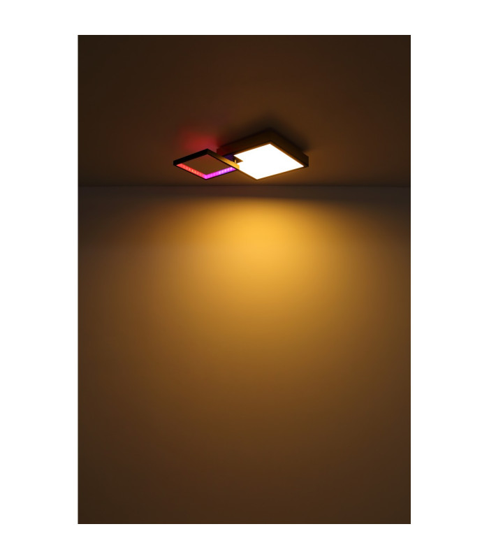 Jacky 60x41cm Integrated LED Semi Flush Ceiling Light Matt Black 2x LED Dimmable 2700-6500K Remote Control-17
