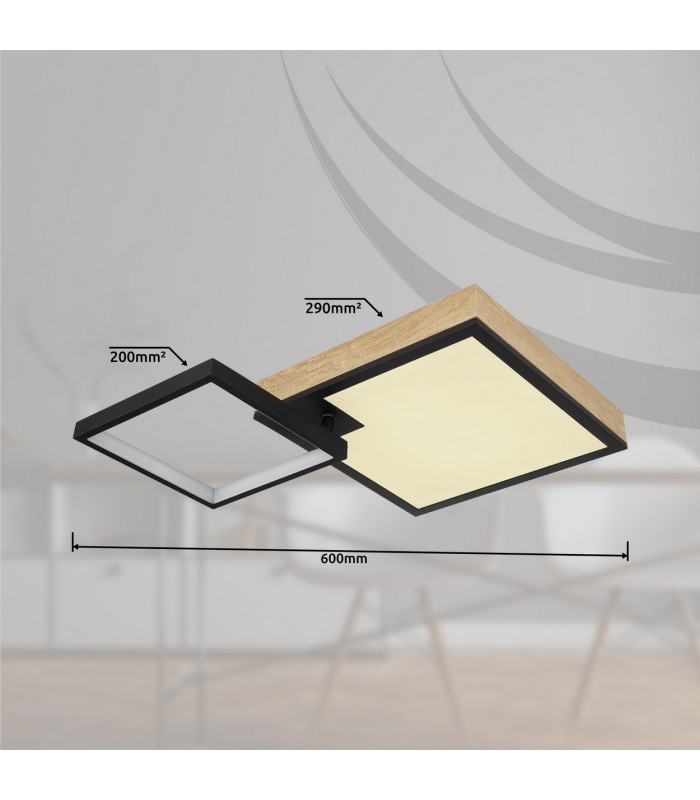 Jacky 60x41cm Integrated LED Semi Flush Ceiling Light Matt Black 2x LED Dimmable 2700-6500K Remote Control-20