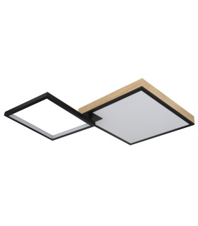 Jacky 86x55cm Integrated LED Semi Flush Ceiling Light Matt Black 2x LED Dimmable 2700-6500K Remote Control-2