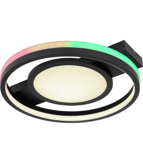 Gisell Integrated LED Semi Flush Ceiling Light Matt Black LED Dimmable 3000-6500K Remote Control-1