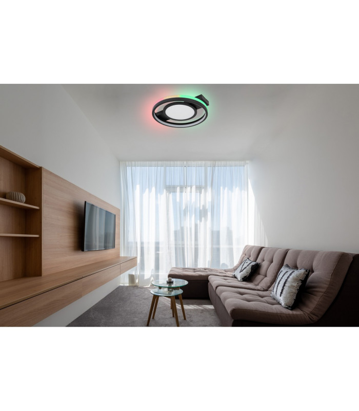 Gisell Integrated LED Semi Flush Ceiling Light Matt Black LED Dimmable 3000-6500K Remote Control-19