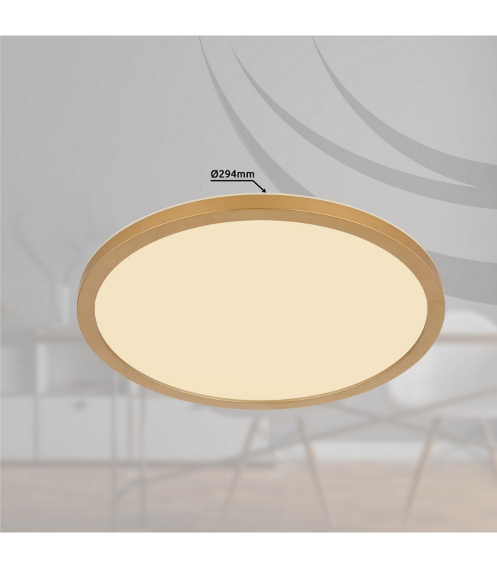 Sapana 30cm Round Flush Ceiling Light Brass-Coloured Matt IP44 LED 3000K-6