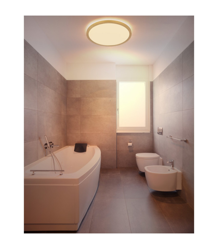Sapana 42cm Round Flush Ceiling Light Brass-Coloured Matt IP44 LED 3000K-5