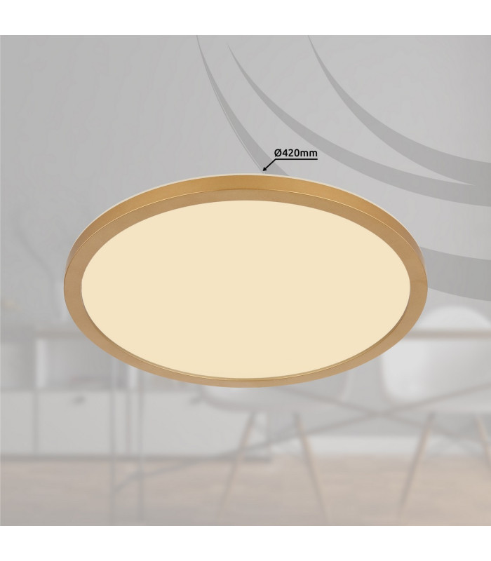 Sapana 42cm Round Flush Ceiling Light Brass-Coloured Matt IP44 LED 3000K-6