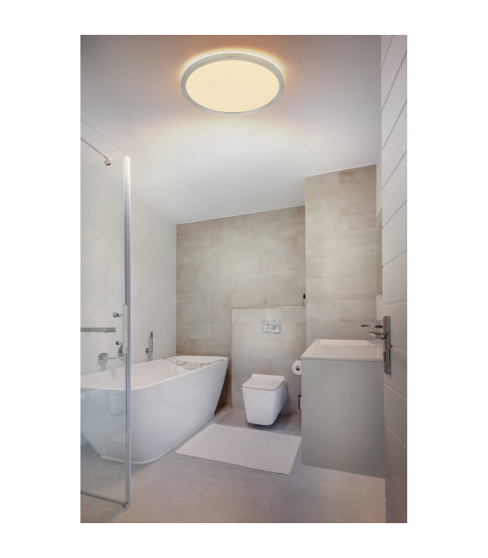 Sapana 42cm Round Flush Ceiling Light Nickel Matt IP44 LED 3000K-4