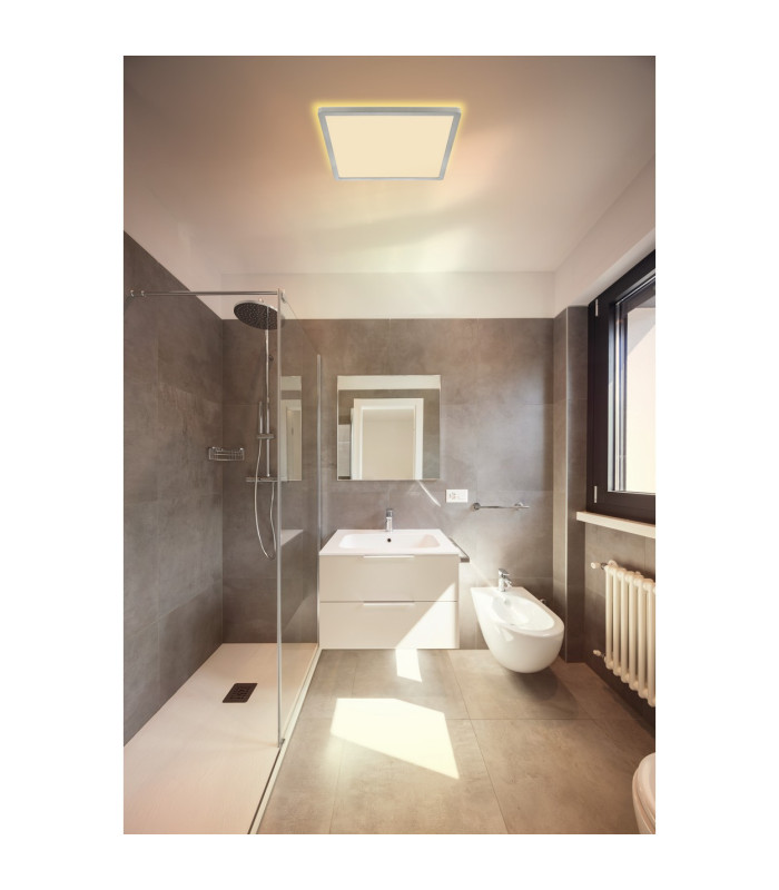 Sapana 30cm Square Flush Ceiling Light Nickel Matt IP44 LED 3000K-6