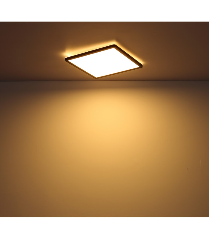 Sapana 42cm Square Flush Ceiling Light Black IP44 LED 3000K-9