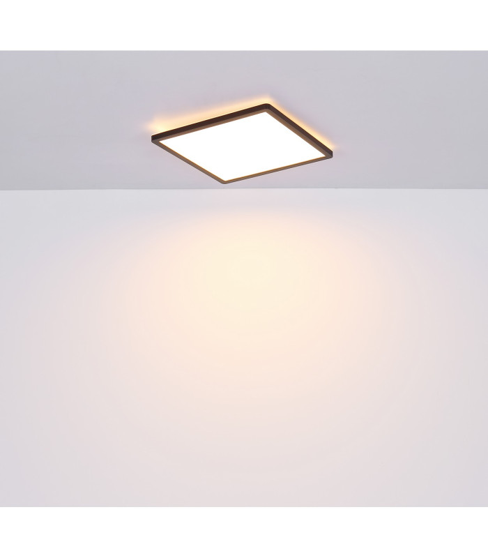 Sapana 42cm Square Flush Ceiling Light Black IP44 LED 3000K-10