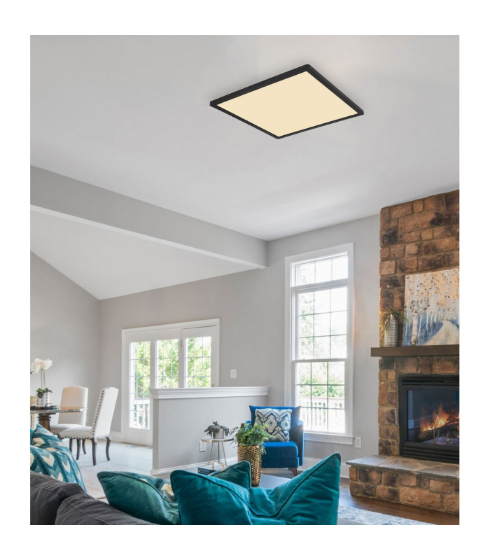 Sapana 42cm Square Flush Ceiling Light Black IP44 LED 3000K-13