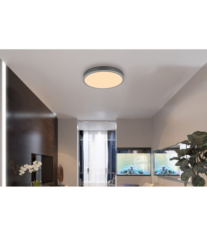 Doro 45cm Flush Ceiling Light Silver Colored LED 3000K-5