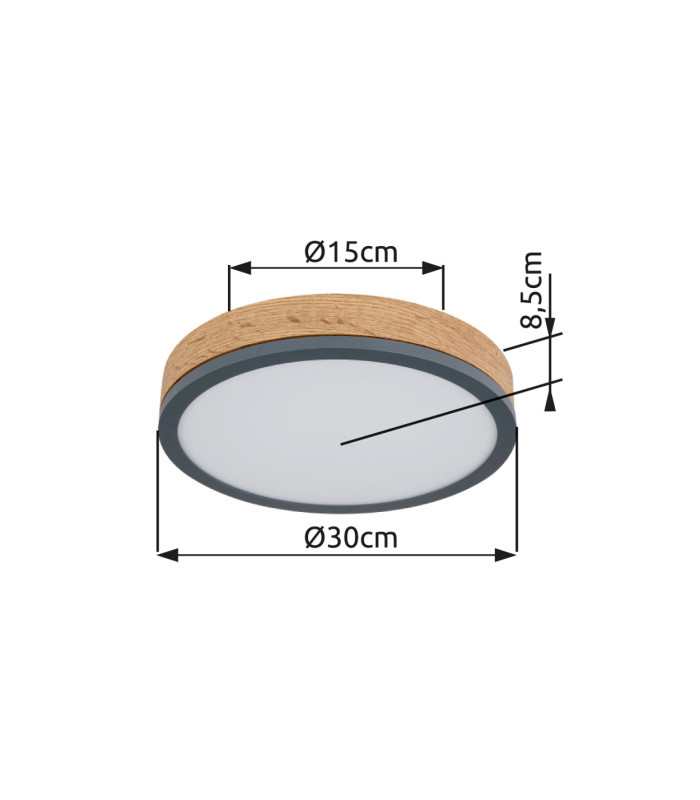 Doro 30cm Flush Ceiling Light Graphite LED 3000K-10