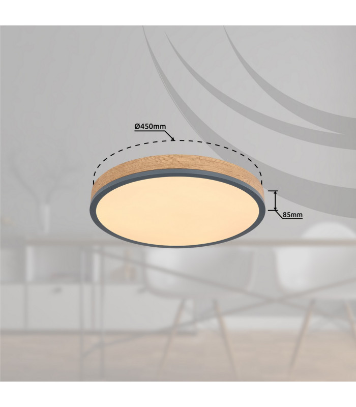 Doro 45cm Flush Ceiling Light Graphite LED 3000K-10