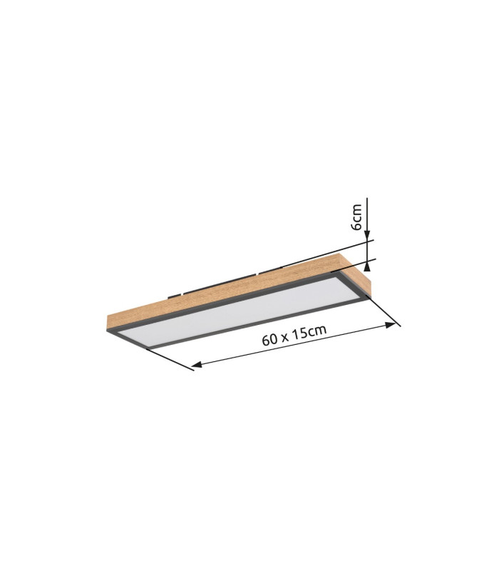 Doro 60x15cm Flush Ceiling Light Graphite LED 3000K-7