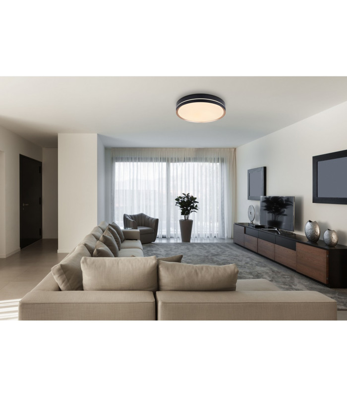 Manni 48.5cm Integrated LED Semi Flush Ceiling Light Black LED Dimmable 2700-6500K Remote Control-9