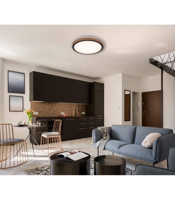 Bruno 36cm Integrated LED Semi Flush Ceiling Light Matt Black LED 3000-6000K-10