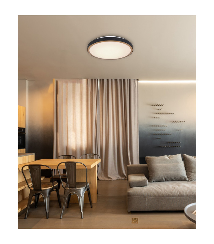Sammi 42cm Integrated LED Semi Flush Ceiling Light White Gold LED 3000-6000K-10