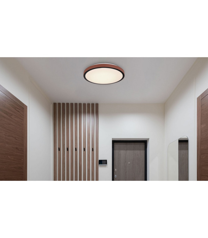 Sammi 42cm Integrated LED Semi Flush Ceiling Light White Brown LED 3000-6000K-10