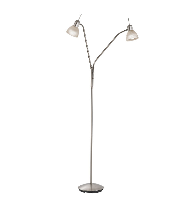 Daytona Multi Arm Floor Lamp Nickel Matt White Alabaster Optic Glass Shade 2x E14 3000K-1