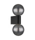 Ander Globe Wall Lights Matt Black IP44 Balls Smoke Glass Shade 2x G9-2