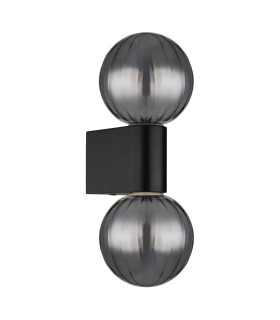 Ander Globe Wall Lights Matt Black IP44 Balls Smoke Glass Shade 2x G9-2
