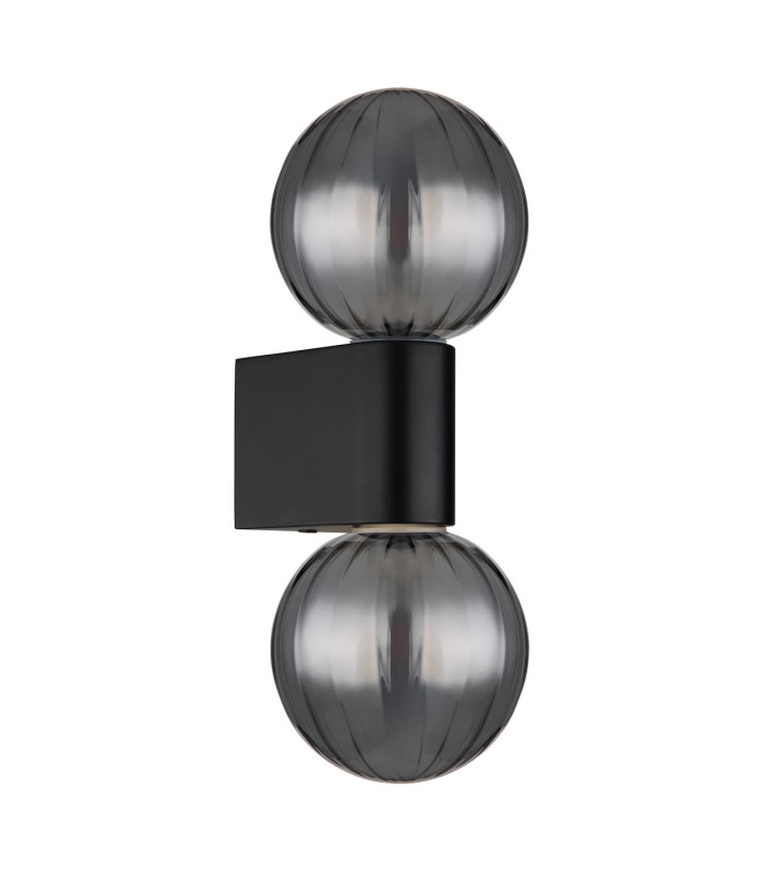 Ander Globe Wall Lights Matt Black IP44 Balls Smoke Glass Shade 2x G9-2