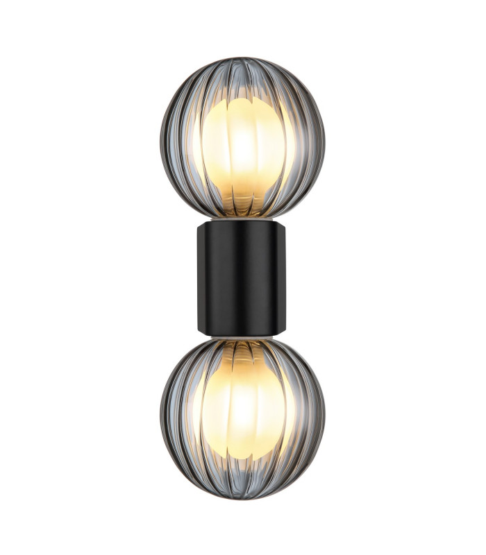 Ander Globe Wall Lights Matt Black IP44 Balls Smoke Glass Shade 2x G9-3